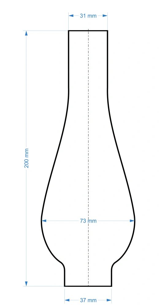 Sklenený cylinder číry montážny otvor 3,7cm, výška: 20cm